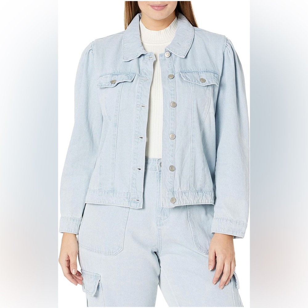 UPCYCLED KENDALL + KYLIE Women's Puff Sleeve Denim Jacket